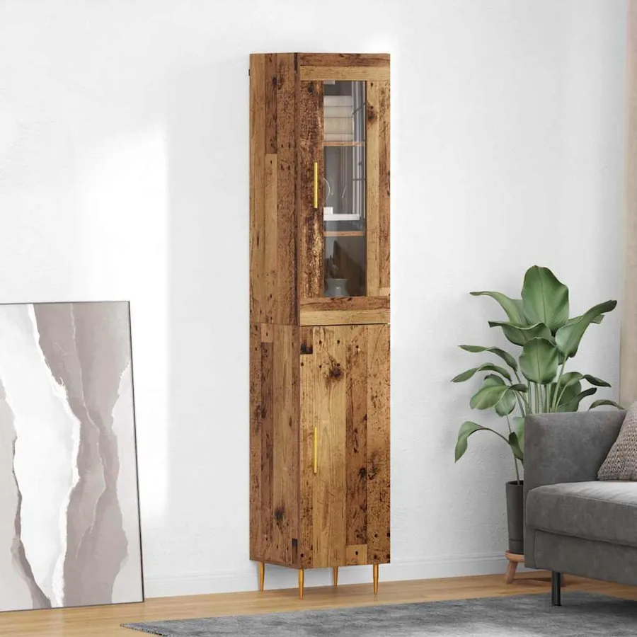 Haut Armoire 2 pcs Bois Ancien Bois d'ingénierie