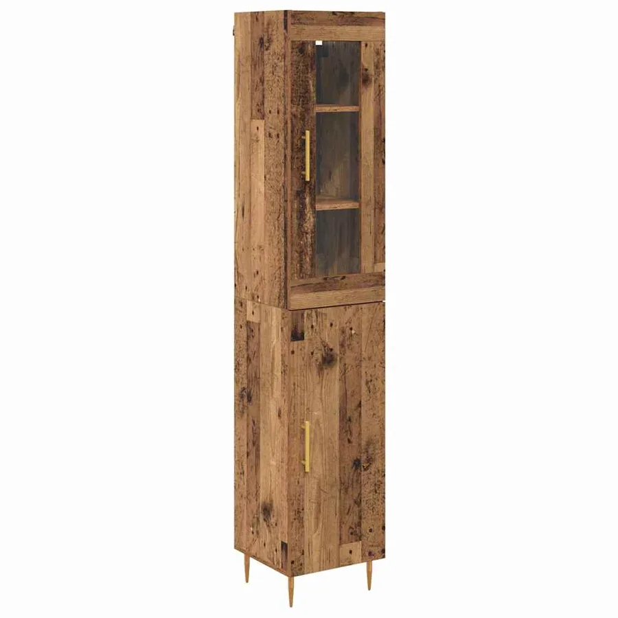 Haut Armoire 2 pcs Bois Ancien Bois d'ingénierie - 2