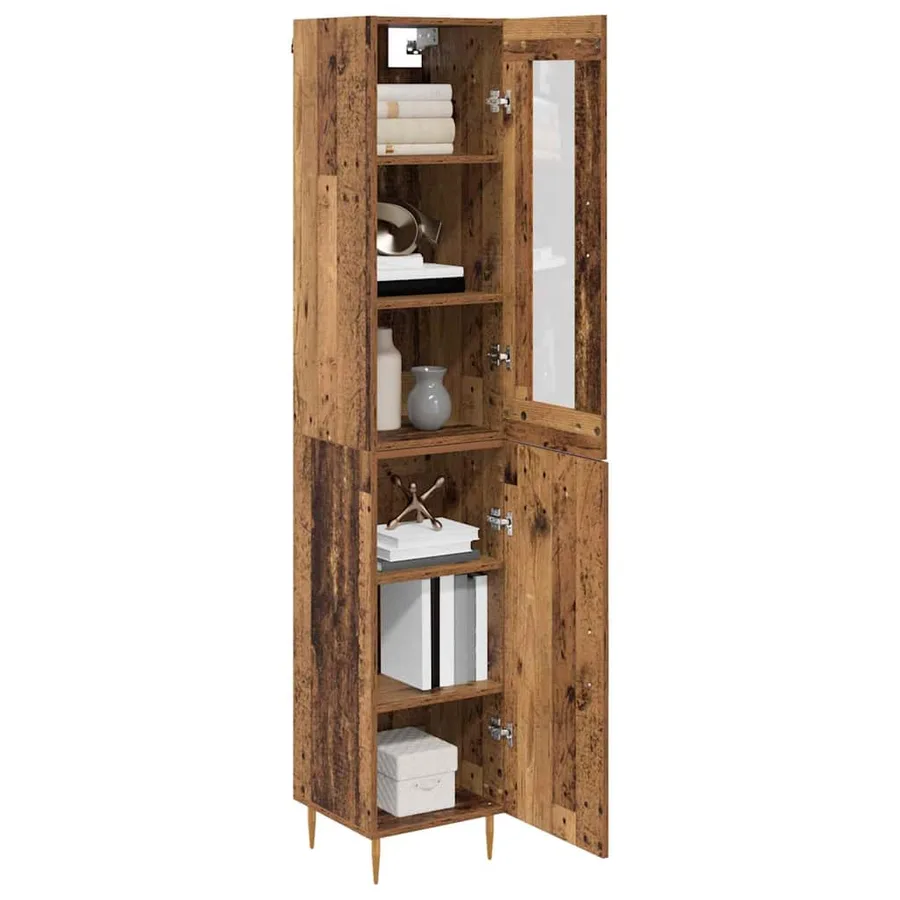 Haut Armoire 2 pcs Bois Ancien Bois d'ingénierie - 3