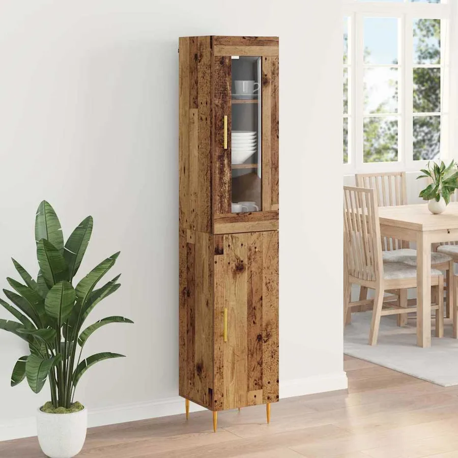 Haut Armoire 2 pcs Bois Ancien Bois d'ingénierie - 4