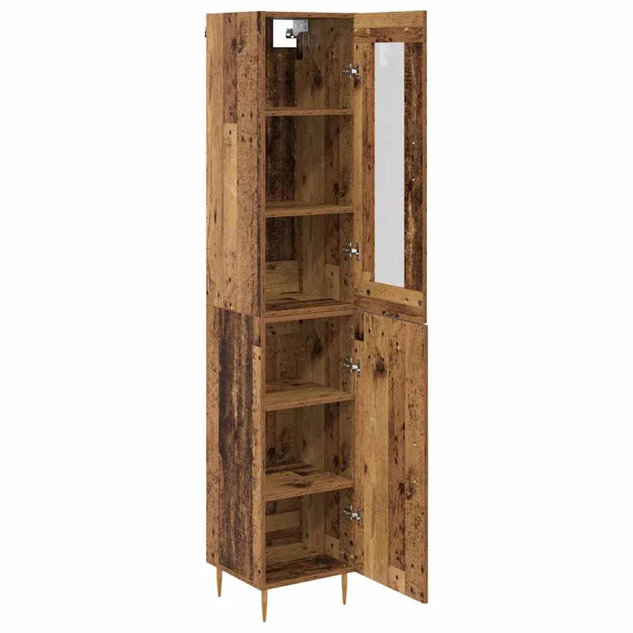 Haut Armoire 2 pcs Bois Ancien Bois d'ingénierie - 5