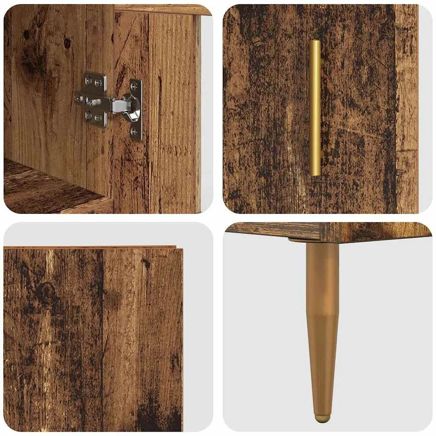 Haut Armoire 2 pcs Bois Ancien Verre - 11