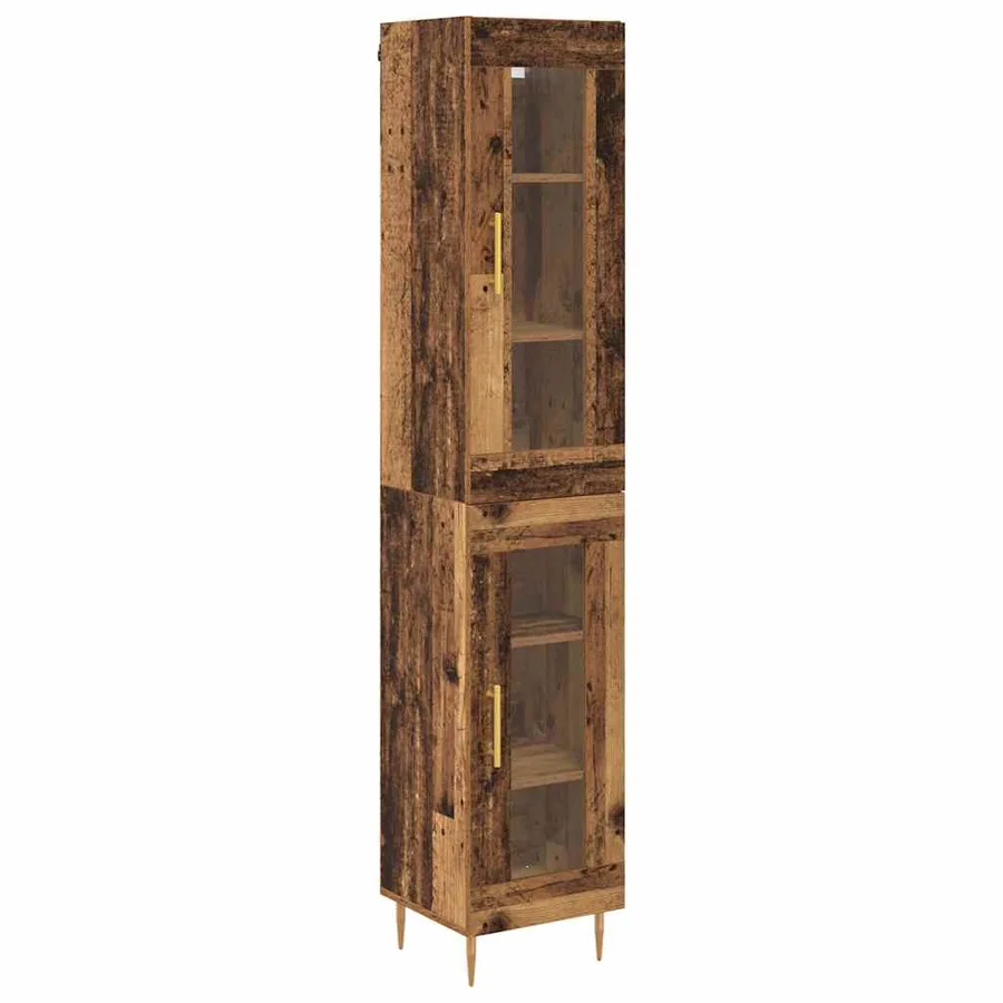 Haut Armoire 2 pcs Bois Ancien Verre - 2