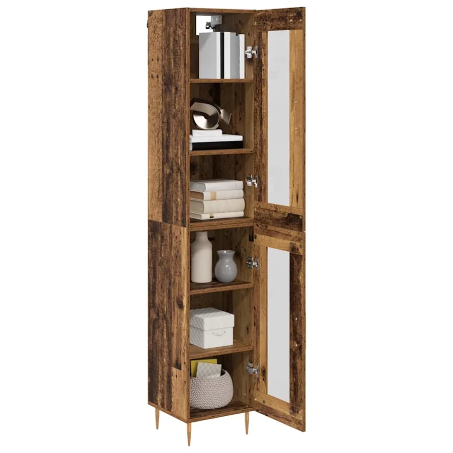 Haut Armoire 2 pcs Bois Ancien Verre - 3