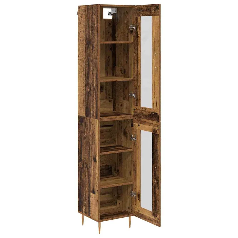 Haut Armoire 2 pcs Bois Ancien Verre - 5