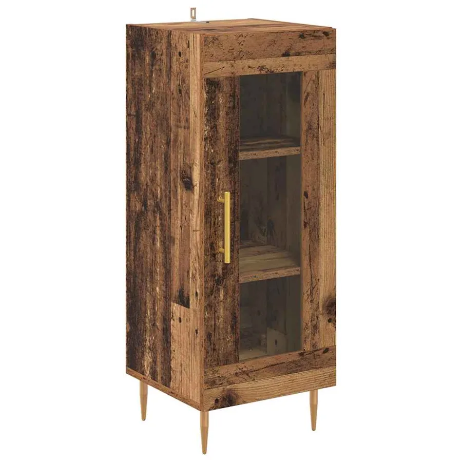 Haut Armoire 2 pcs Bois Ancien Verre - 6