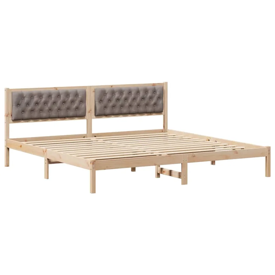 Cadre de lit avec tête de lit Taupe 200 x 200 cm Pin massif - 2