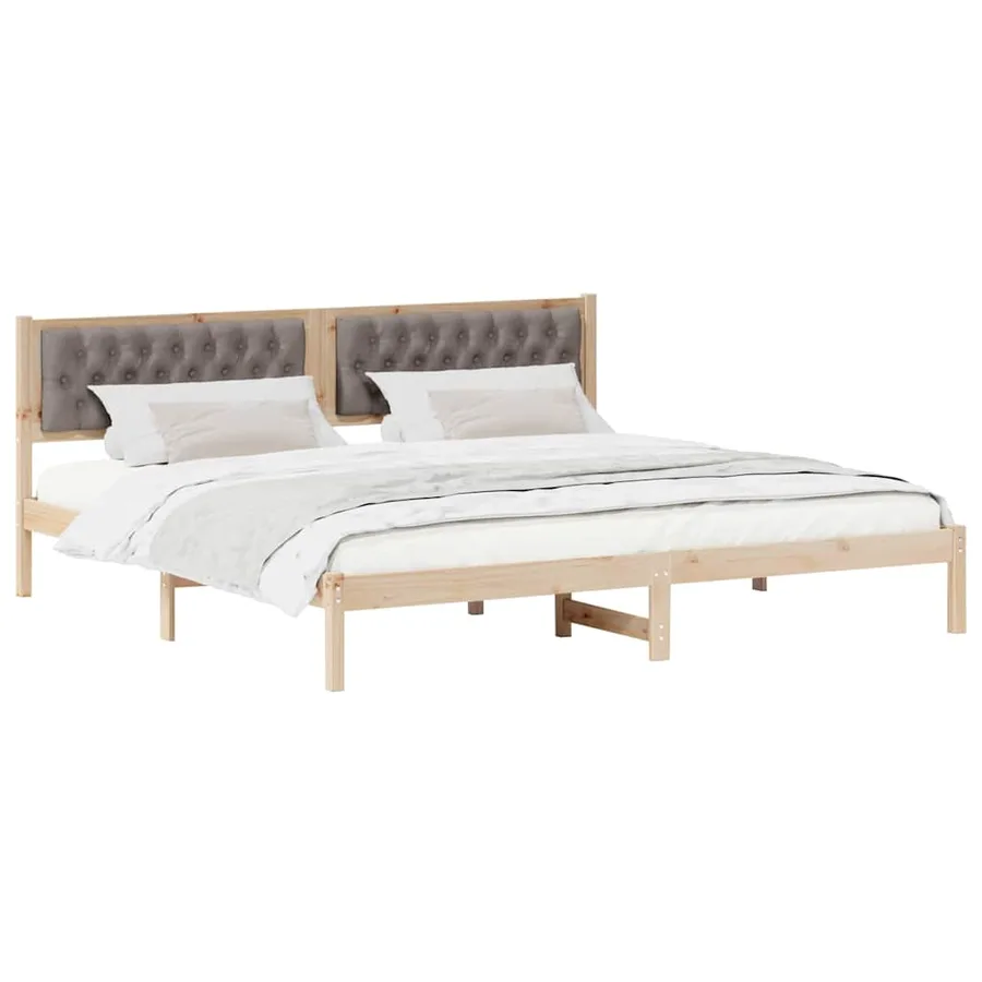 Cadre de lit avec tête de lit Taupe 200 x 200 cm Pin massif - 3
