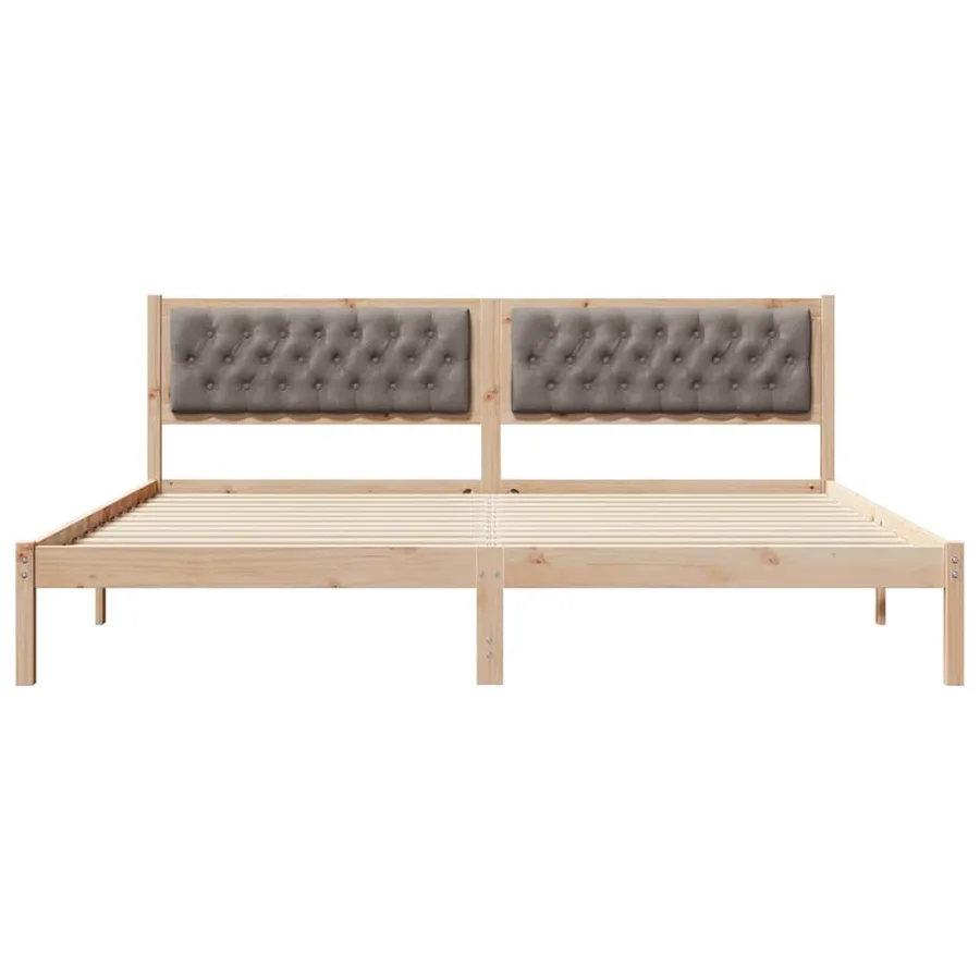 Cadre de lit avec tête de lit Taupe 200 x 200 cm Pin massif - 5