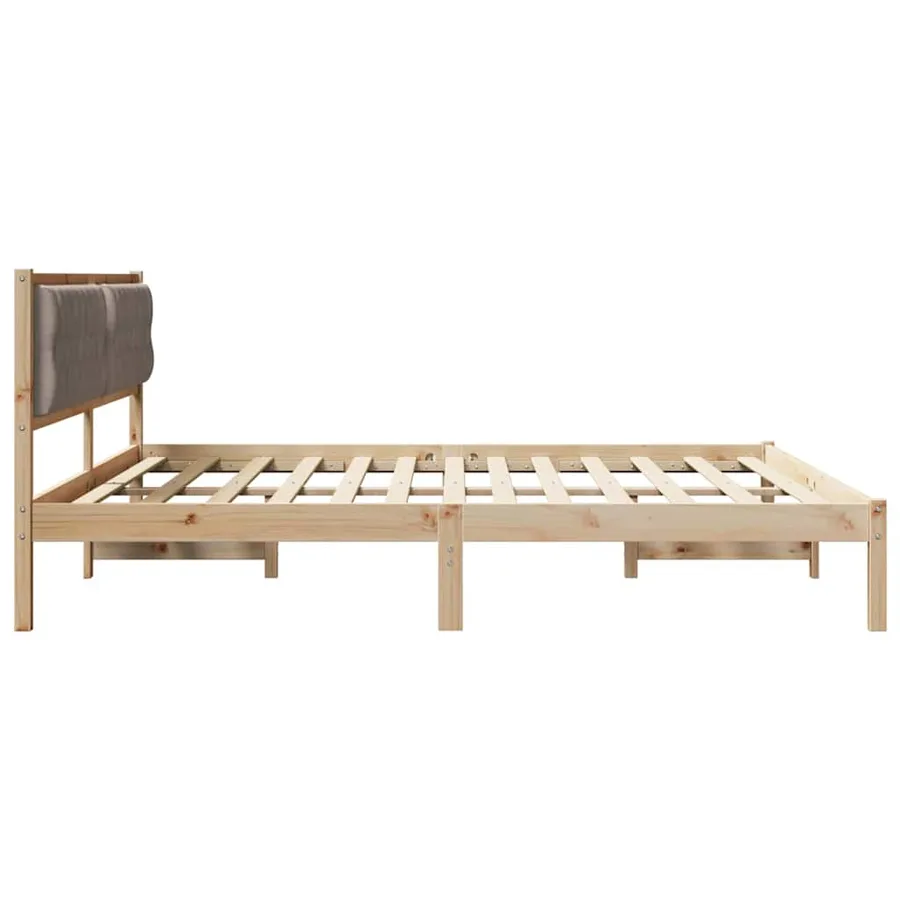 Cadre de lit avec tête de lit Taupe 200 x 200 cm Pin massif - 6