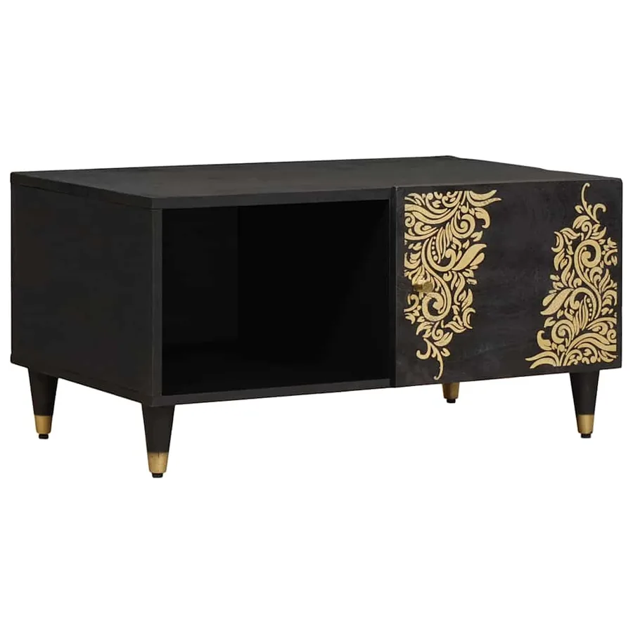 Table basse Noir 80 x 50 x 40 cm Bois de mangue massif