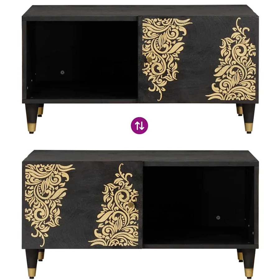 Table basse Noir 80 x 50 x 40 cm Bois de mangue massif - 10