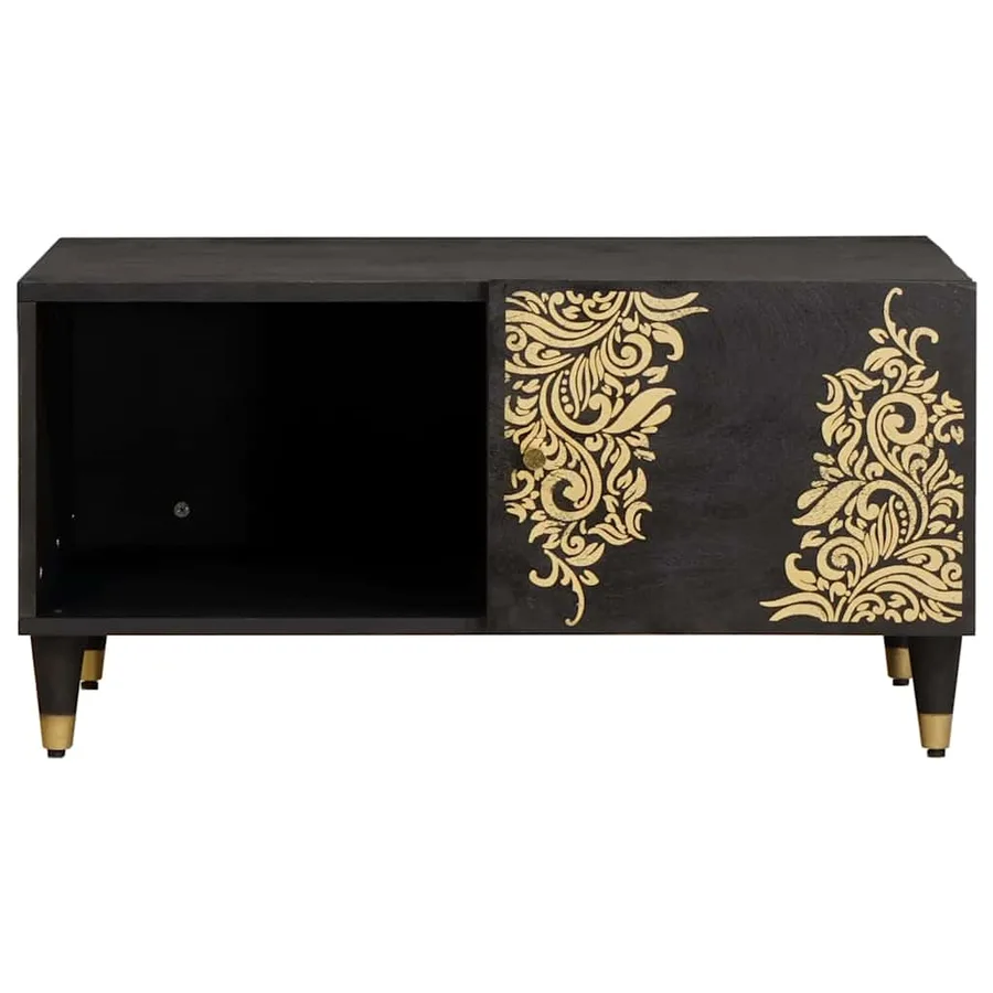 Table basse Noir 80 x 50 x 40 cm Bois de mangue massif - 3