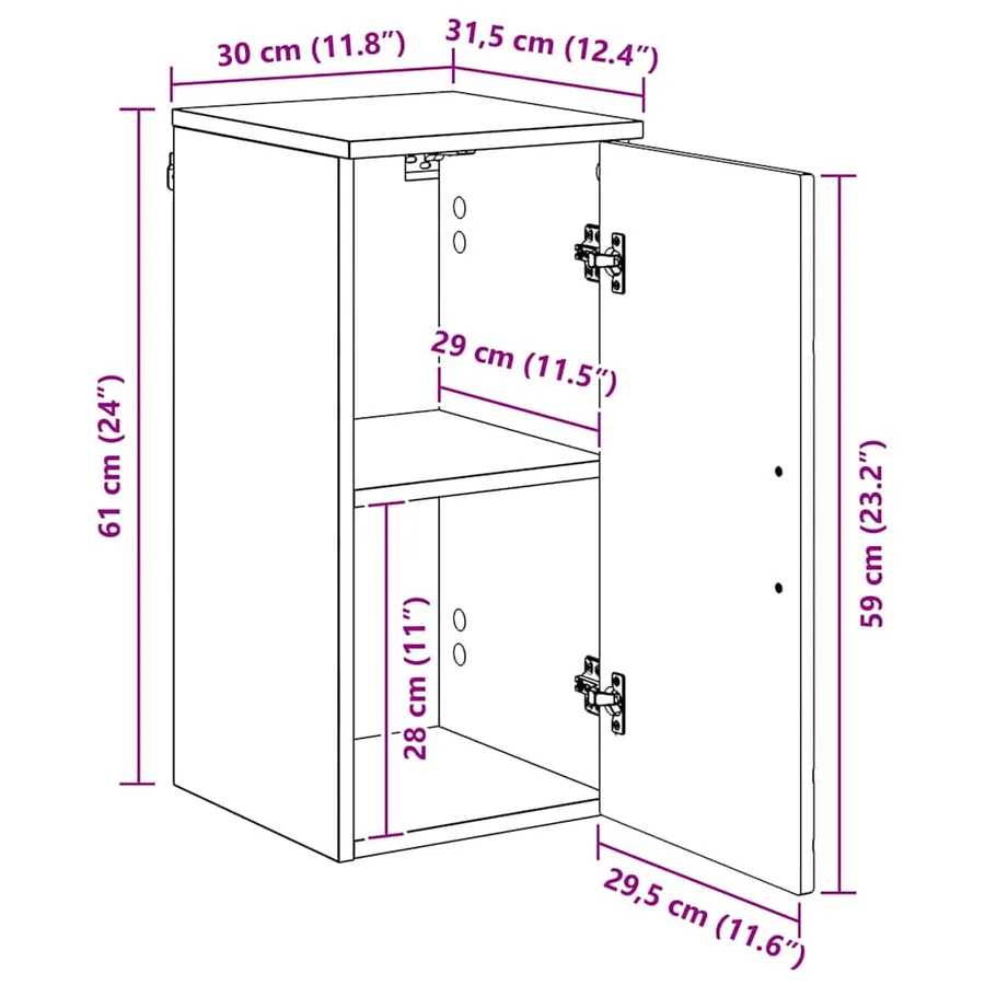 Cabinet de salle de bain Montage mural Blanc 30 x 31,5 x 61 cm - 14