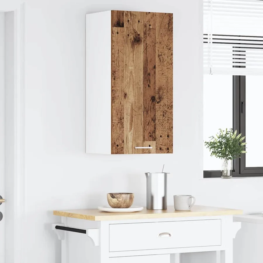 Armoire suspendue Bois ancien et Blanc 40 x 31 x 80 cm - 4