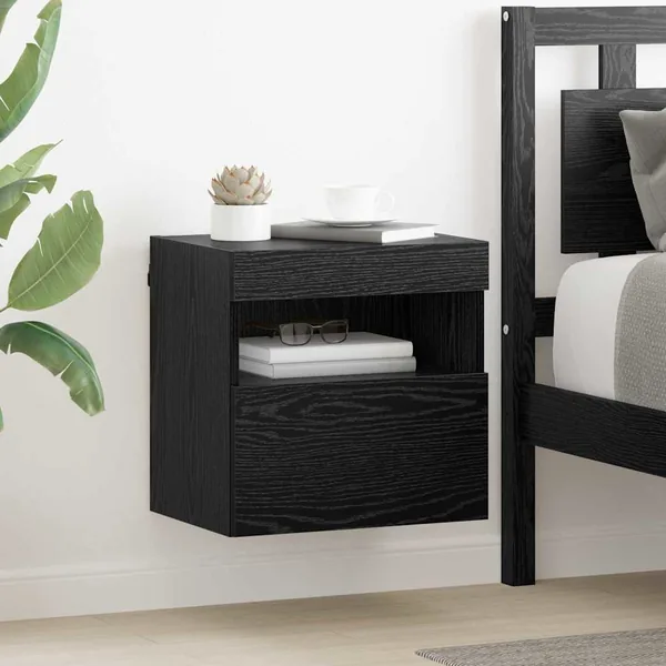 Meubles TV muraux avec LED 2 pcs Chêne noir 40 x 30 x 40 cm