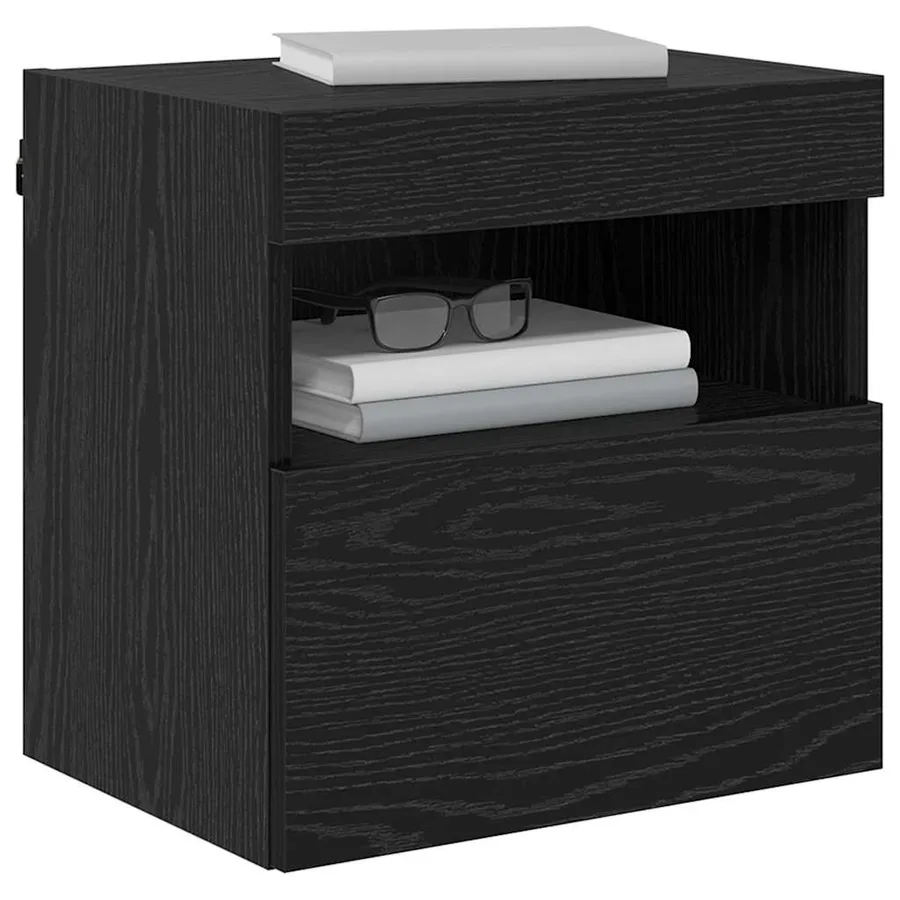 Meubles TV muraux avec LED 2 pcs Chêne noir 40 x 30 x 40 cm - 3