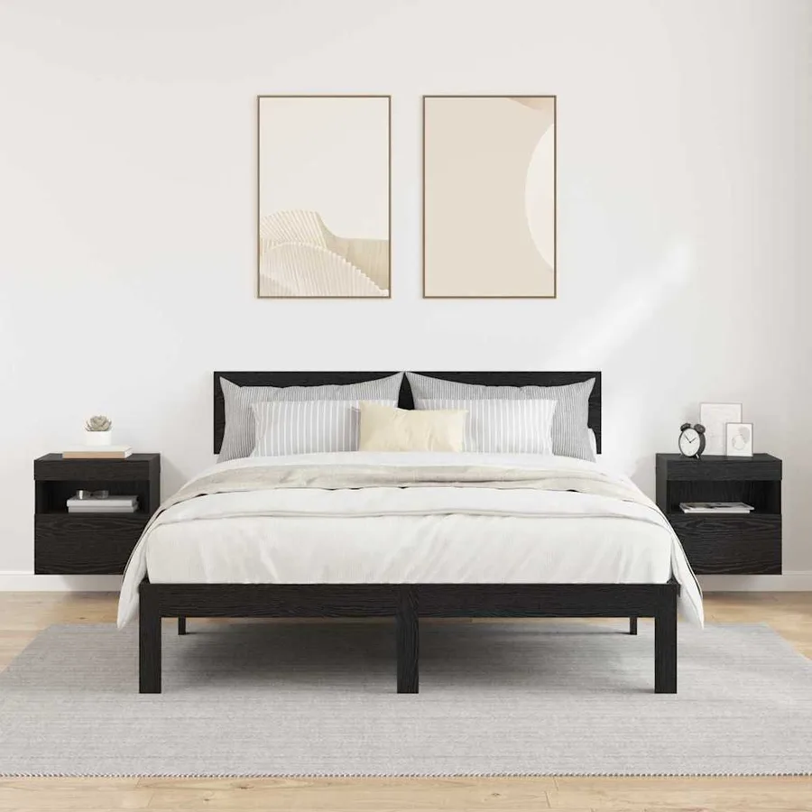 Meubles TV muraux avec LED 2 pcs Chêne noir 40 x 30 x 40 cm - 5