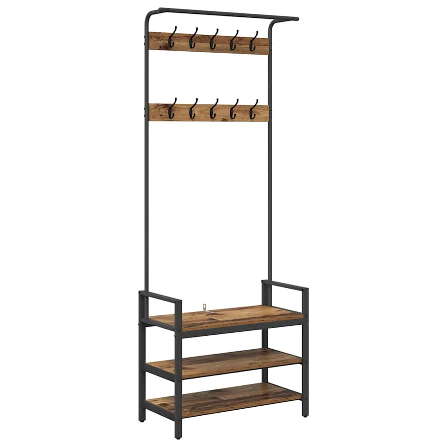 Porte-manteau Bois ancien 75 x 34 x 184 cm Bois d'ingénierie - 2