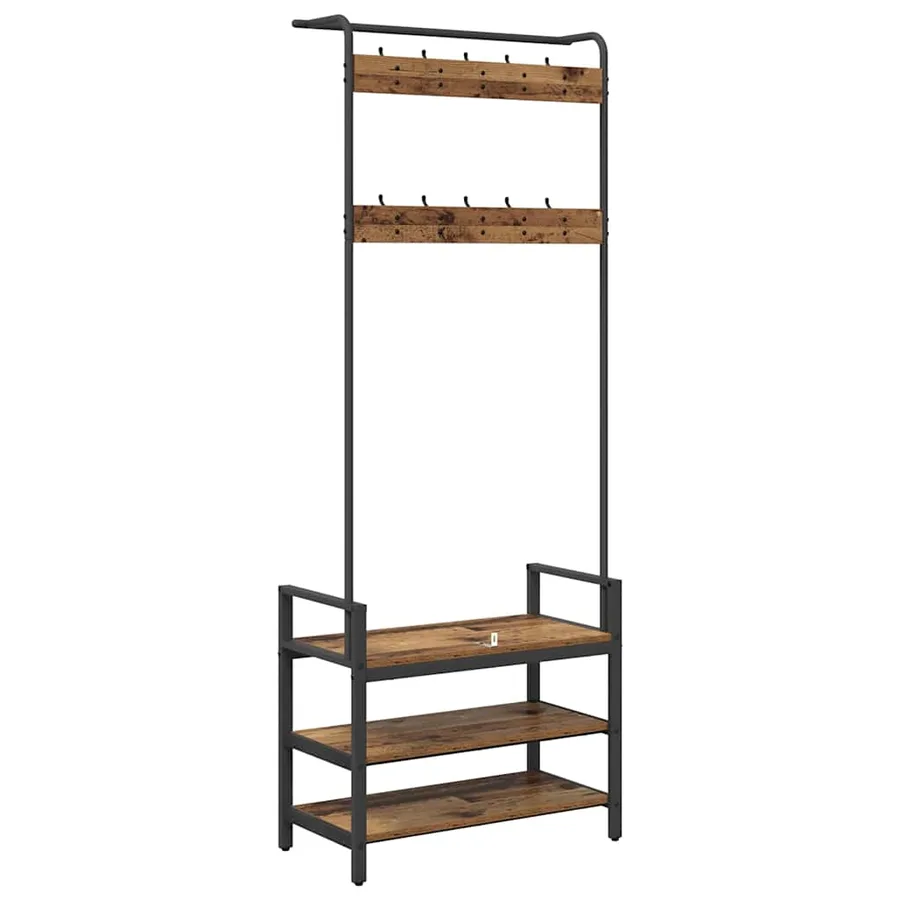 Porte-manteau Bois ancien 75 x 34 x 184 cm Bois d'ingénierie - 7