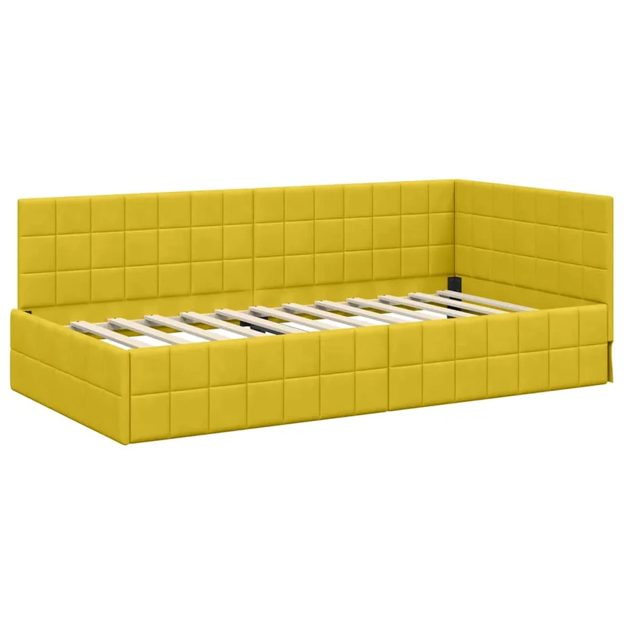 Cadre de lit d'angle avec matelas 2 pcs Jaune Velours - 6