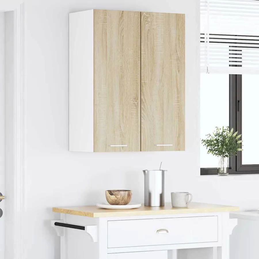 Armoire suspendue 2 pcs Chêne Sonoma et Blanc 30 x 31 x 80 cm - 4