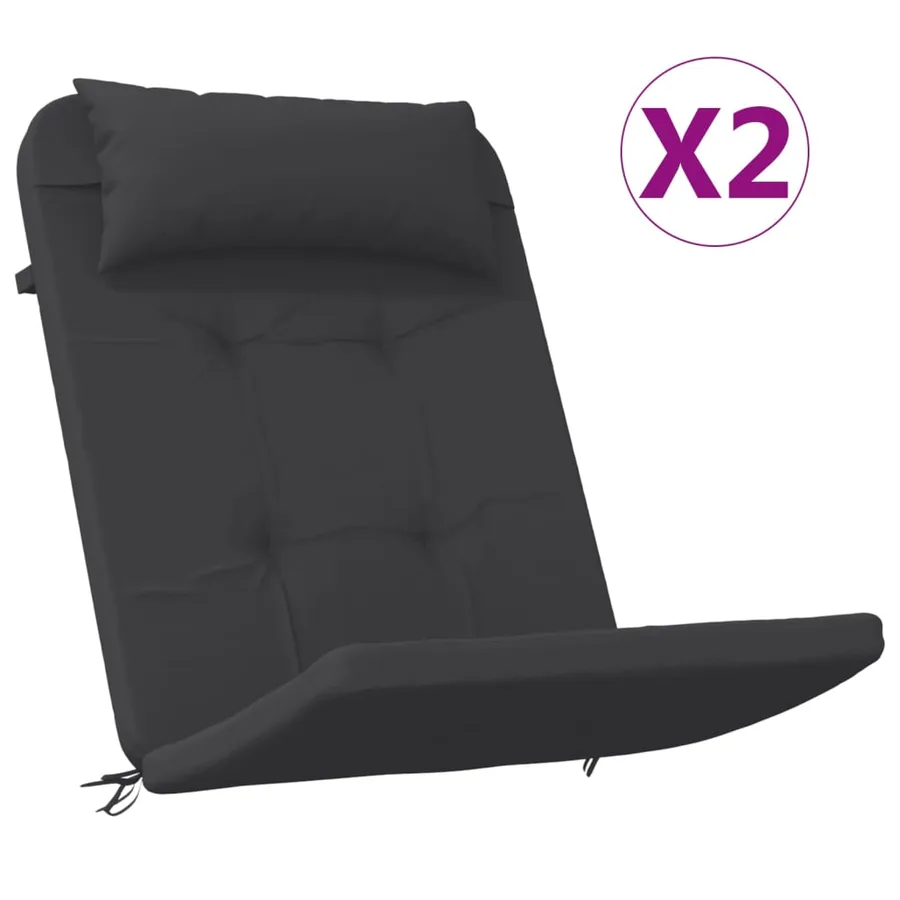 Coussins de chaise adirondack lot de 2 noir tissu oxford - 2