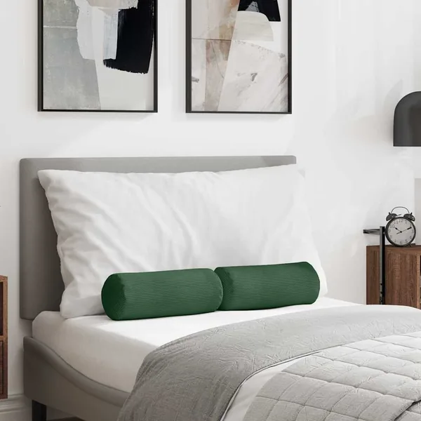 Coussins d'accent 2 pcs Vert foncé Ø 15 x 40 cm