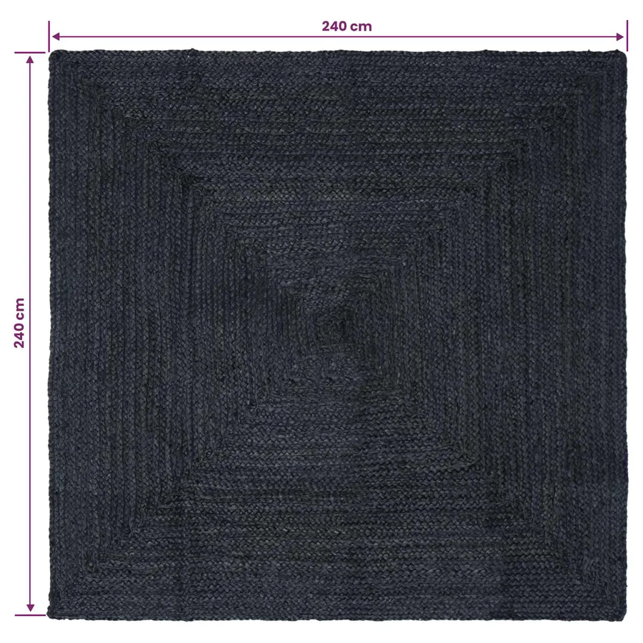 Tapis de surface Carré Gris foncé 240 x 240 cm Jute - 8