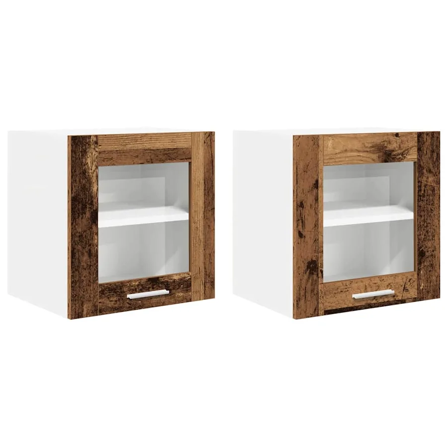 Armoire suspendue avec porte 2 pcs Bois ancien 40 x 31 x 40 cm - 2