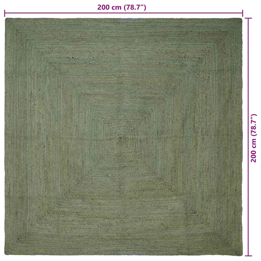 Tapis de surface Carré Vert olive 200 x 200 cm Jute - 7