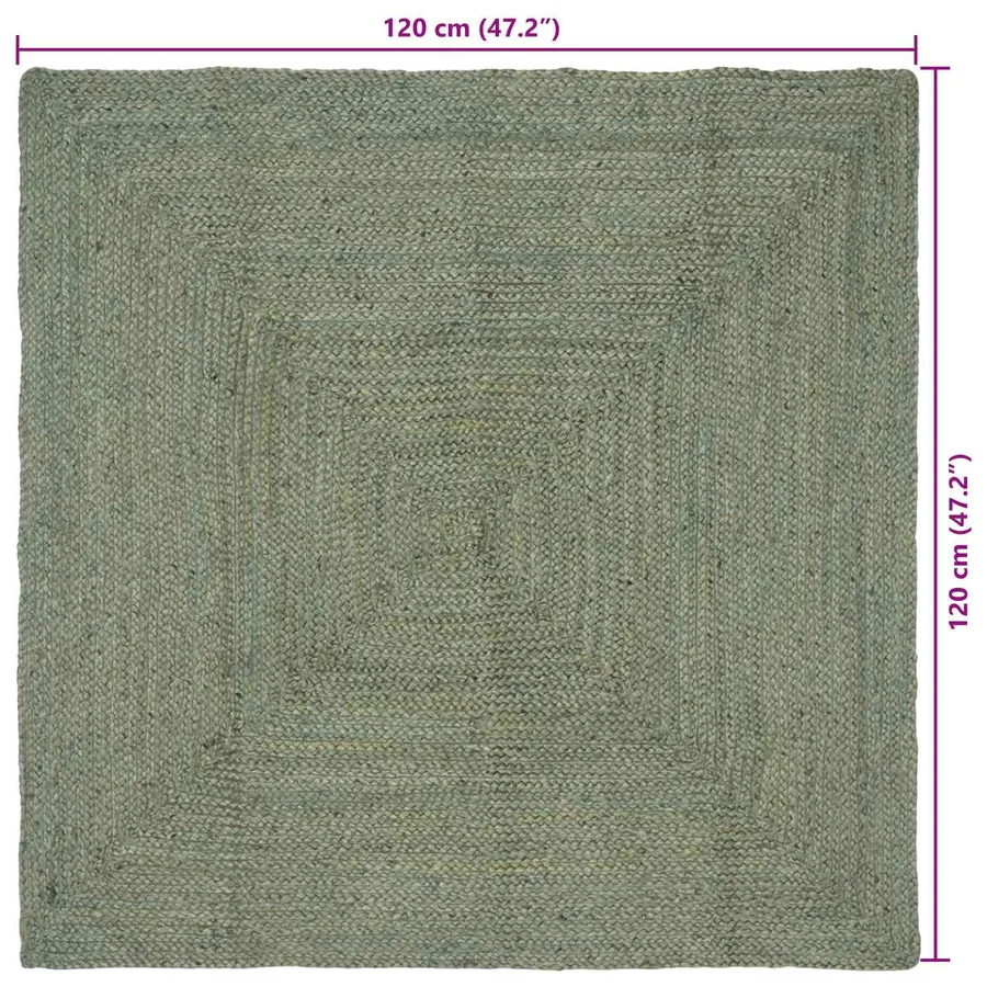 Tapis de surface Rectangulaire Vert olive 120 x 120 cm Jute - 7