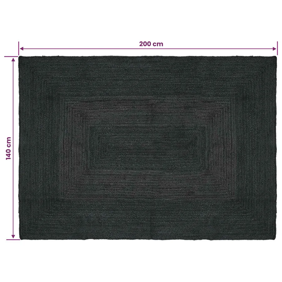 Tapis de surface Rectangulaire Gris foncé 140 x 200 cm Jute - 8