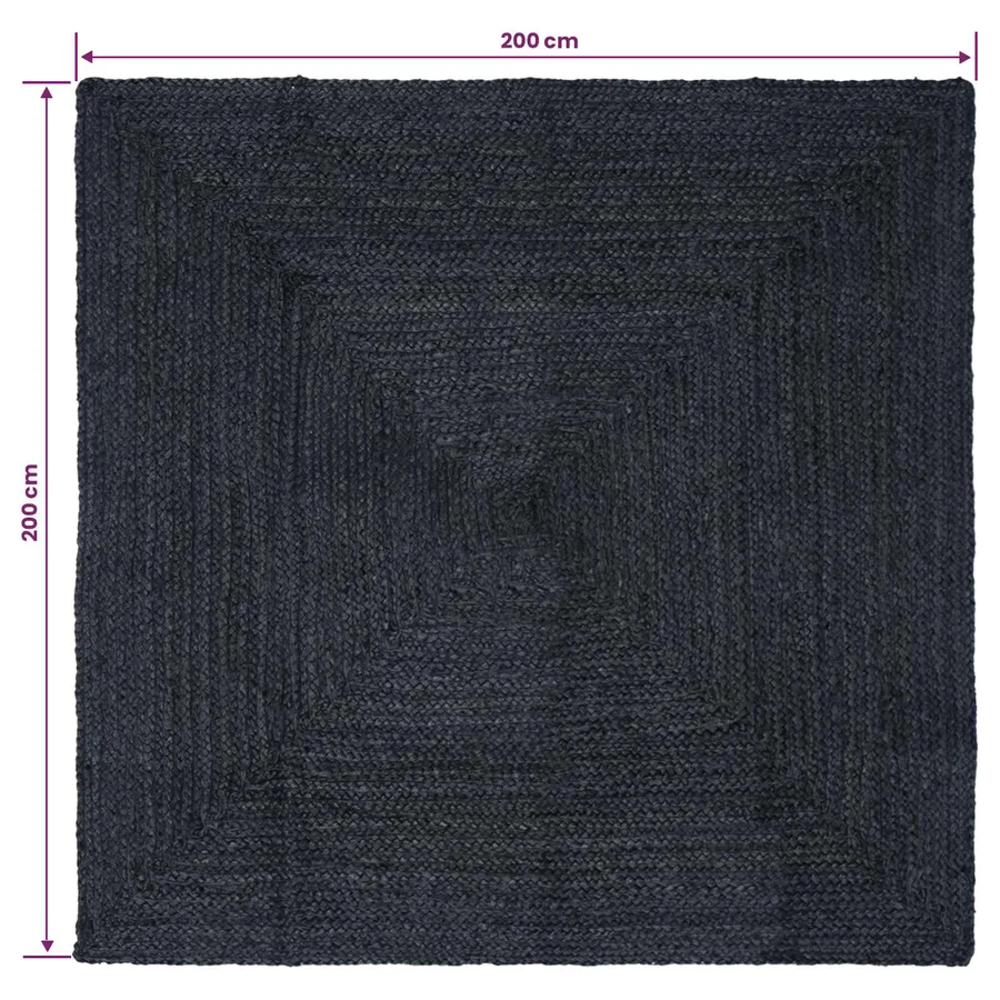 Tapis de surface Carré Gris foncé 200 x 200 cm Jute - 8