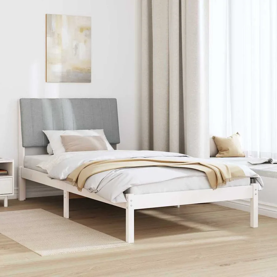 Cadre de lit avec tête de lit Blanc 100 x 200 cm Pin massif - 4