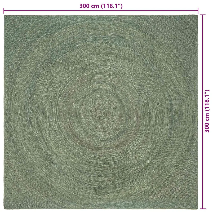 Tapis de surface Vert olive 300 x 300 cm Jute - 7