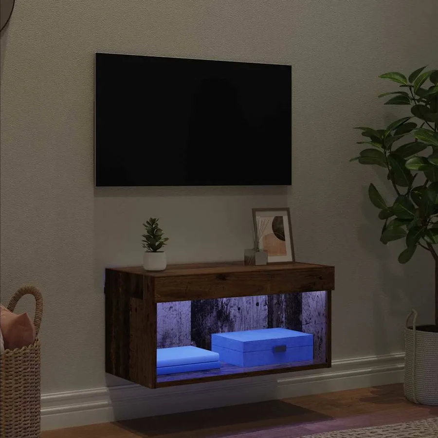 Ensemble meuble TV avec LED Bois Ancien 60 x 30 x 30 cm - 5