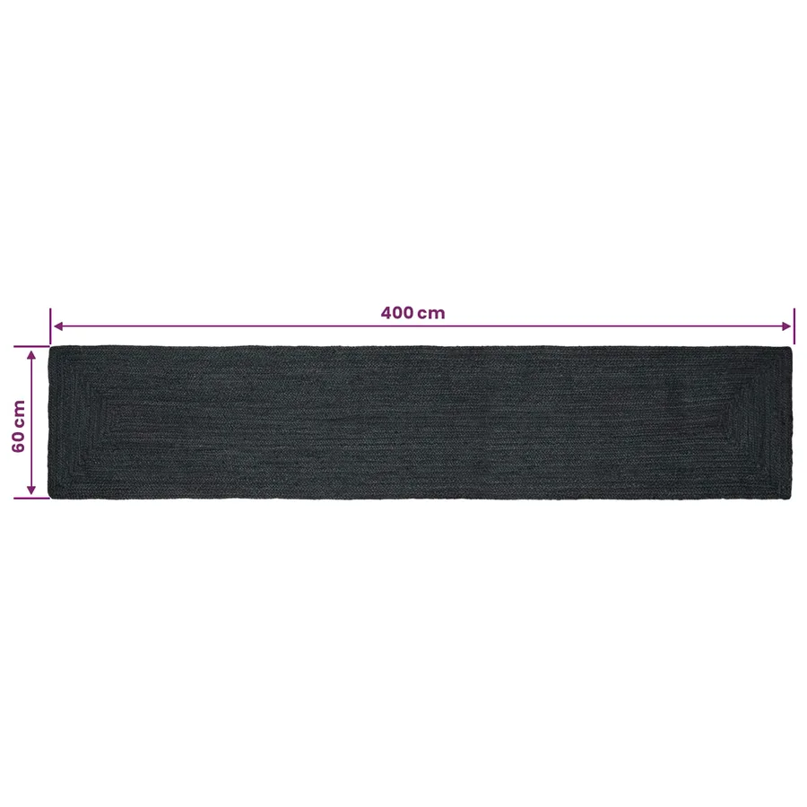 Tapis de surface Rectangulaire Gris foncé 60 x 400 cm Jute - 8