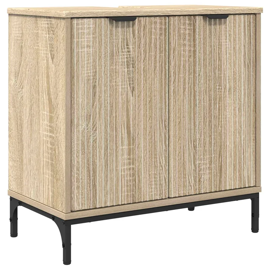 Meuble de Lavabo de Salle de Bain avec stockage Chêne Sonoma - 2