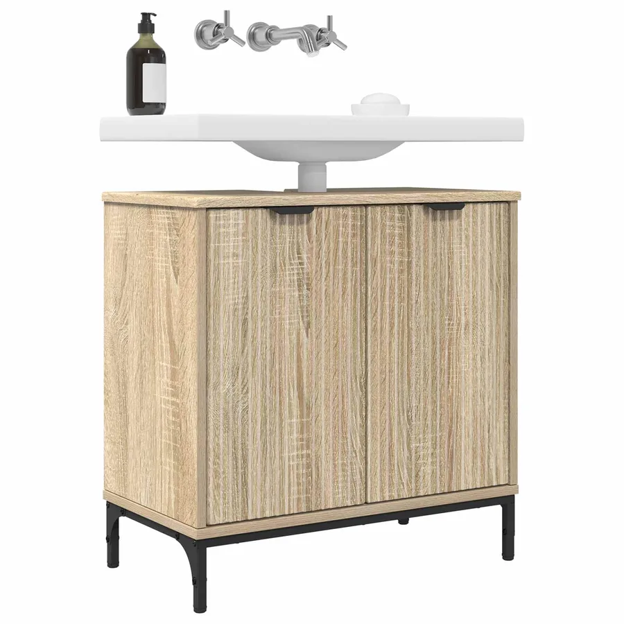 Meuble de Lavabo de Salle de Bain avec stockage Chêne Sonoma - 3