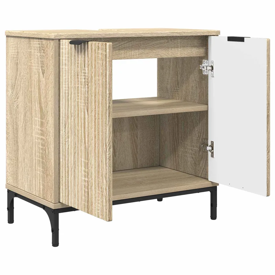 Meuble de Lavabo de Salle de Bain avec stockage Chêne Sonoma - 5