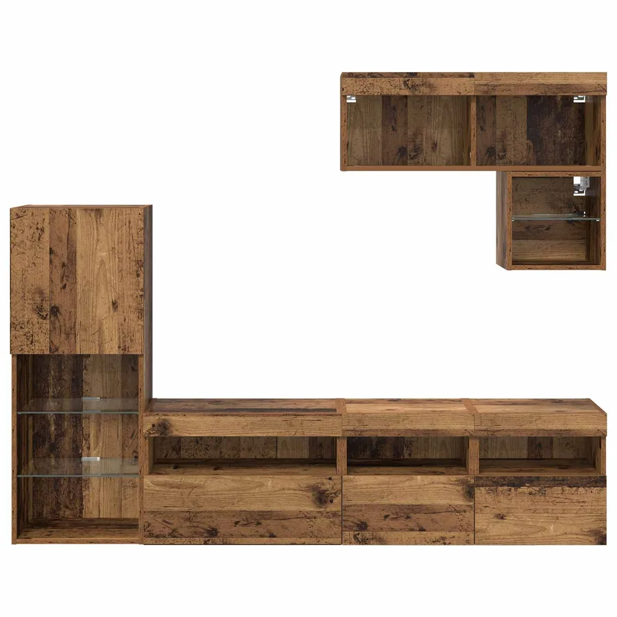 Meubles TV muraux 6 pcs Bois ancien Bois d'ingénierie - 11