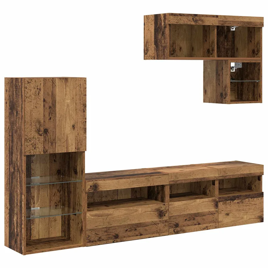 Meubles TV muraux 6 pcs Bois ancien Bois d'ingénierie - 2