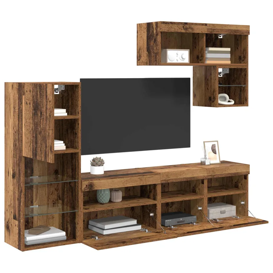 Meubles TV muraux 6 pcs Bois ancien Bois d'ingénierie - 3