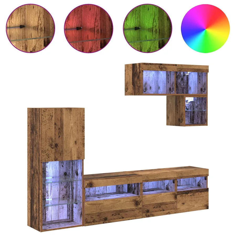 Meubles TV muraux 6 pcs Bois ancien Bois d'ingénierie - 4