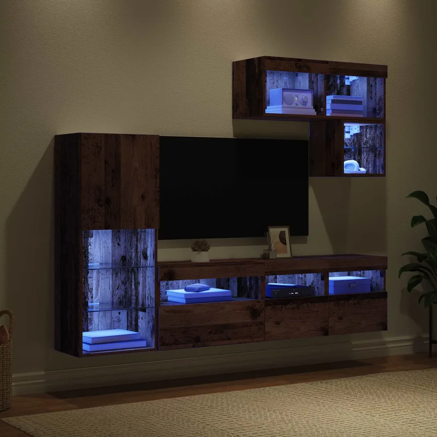 Meubles TV muraux 6 pcs Bois ancien Bois d'ingénierie - 5