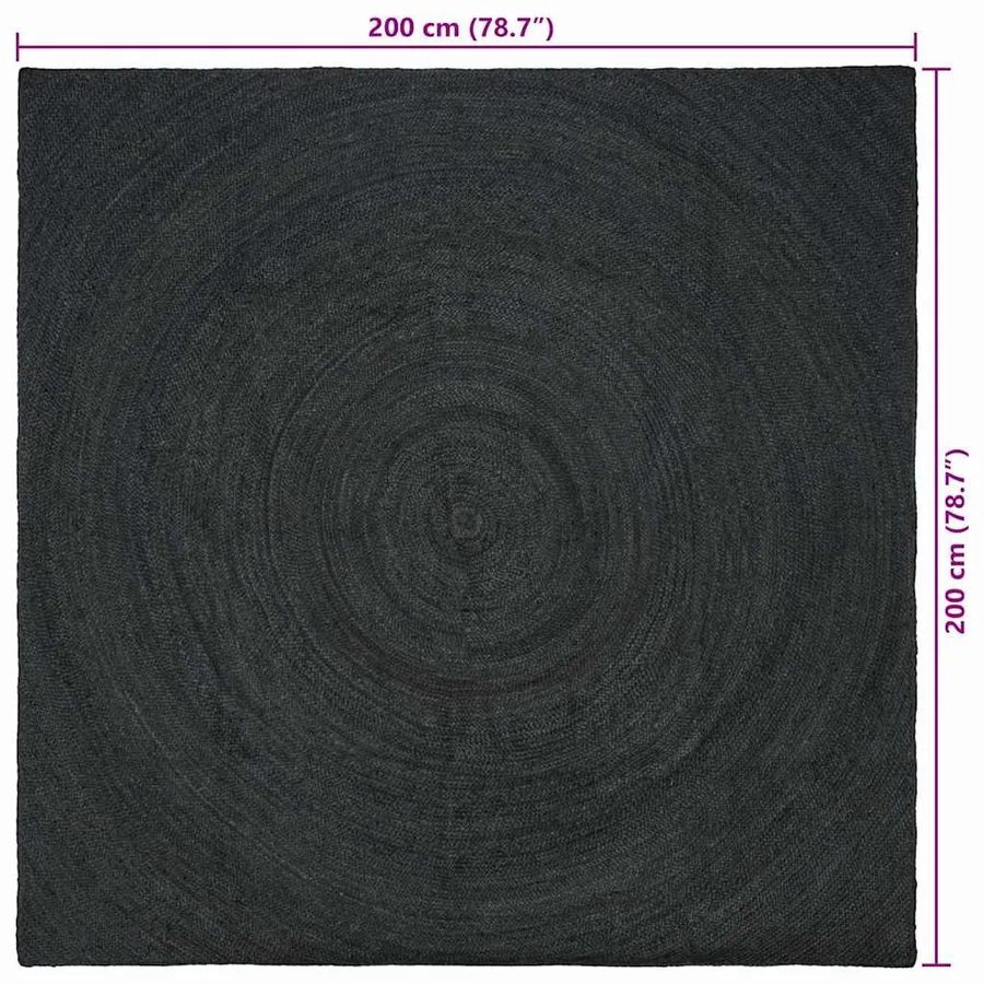 Tapis de surface Gris foncé 200 x 200 cm Jute - 9
