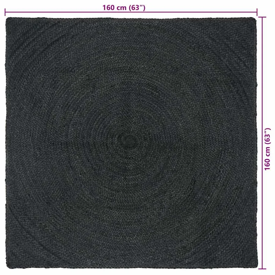 Tapis de surface Gris foncé 160 x 160 cm Jute - 9