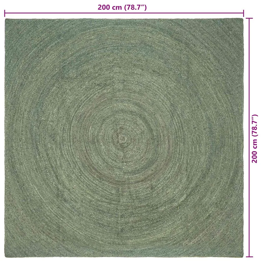 Tapis de surface Vert olive 200 x 200 cm Jute - 7