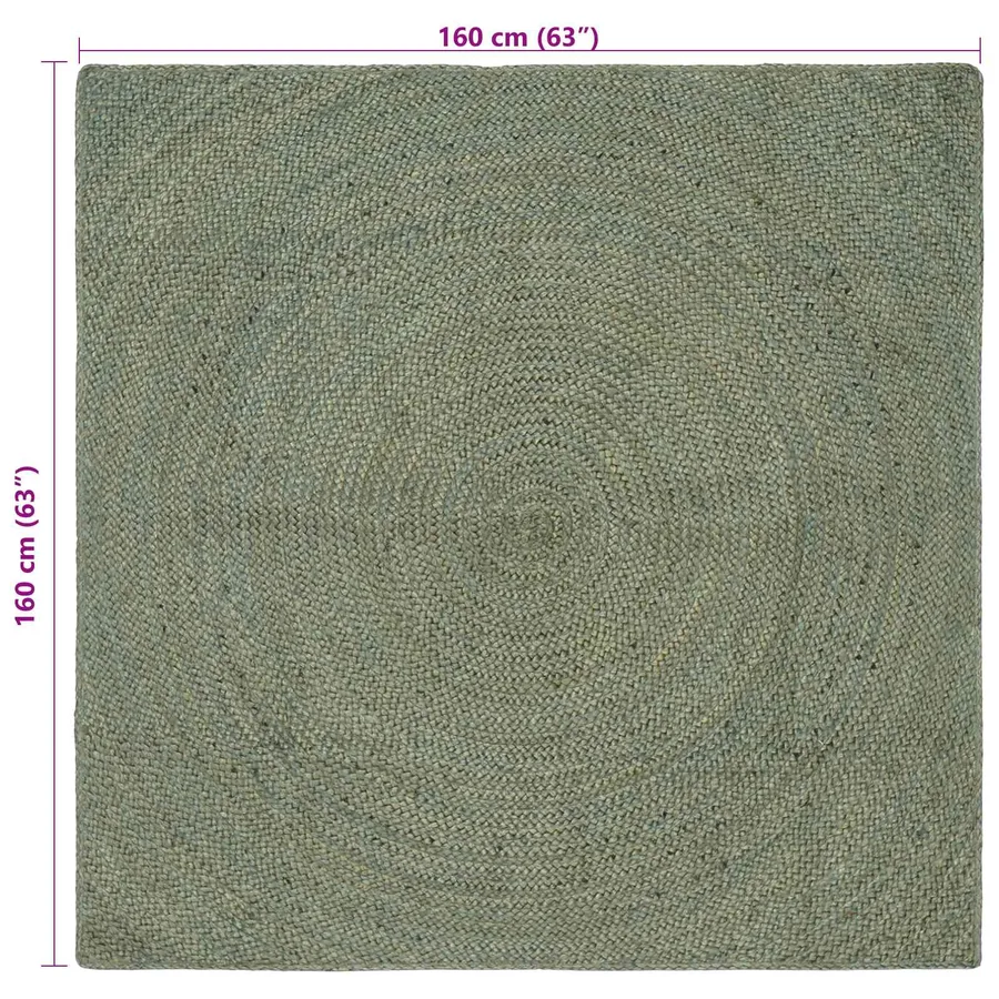 Tapis de surface Vert olive 160 x 160 cm Jute - 7